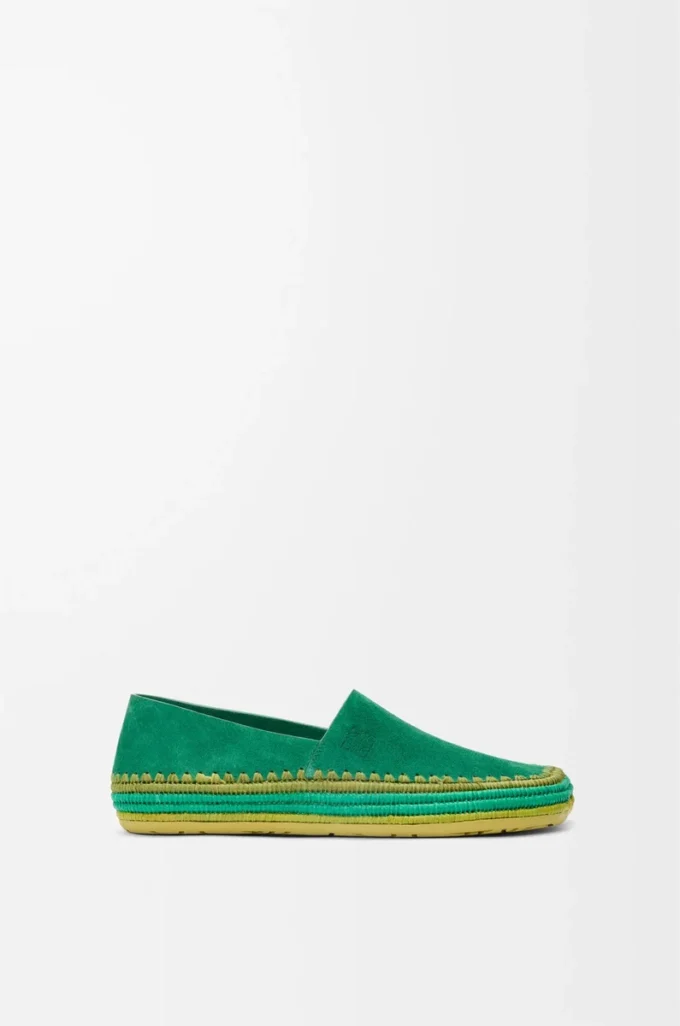 Zapatillas Rio de ante y rafia Verde