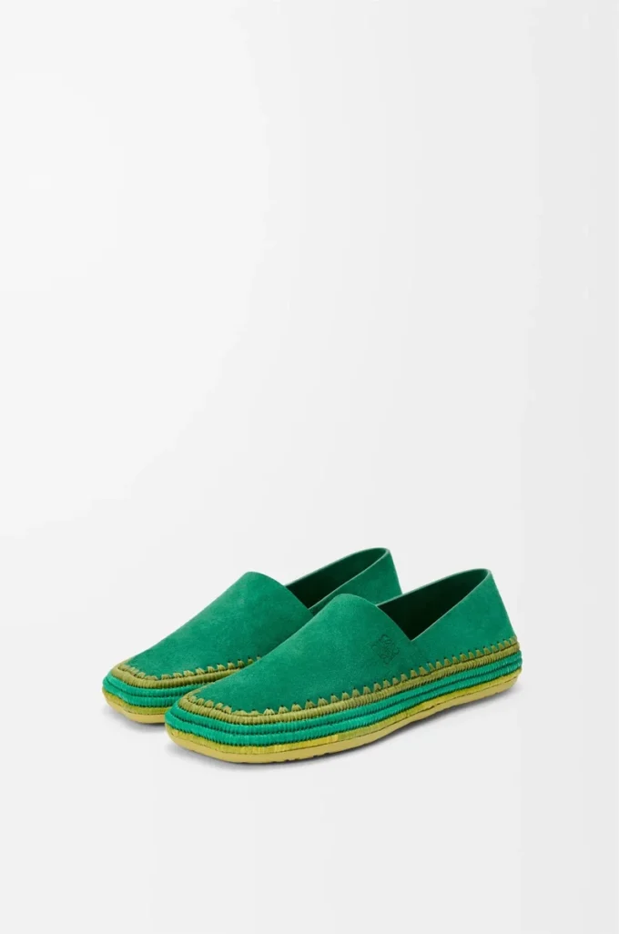 Zapatillas Rio de ante y rafia Verde