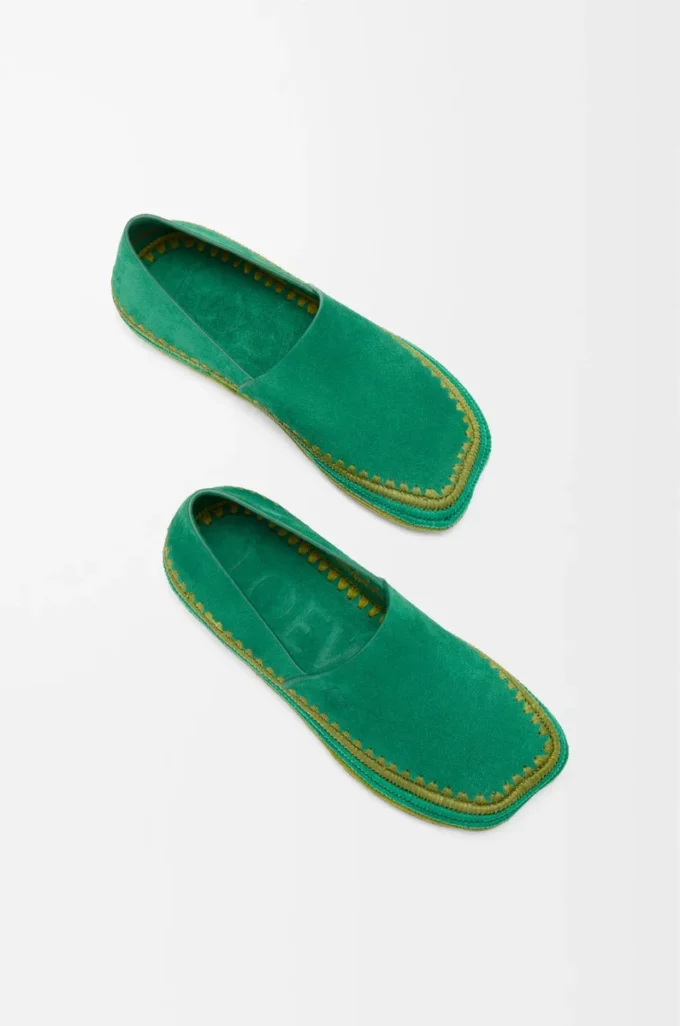 Zapatillas Rio de ante y rafia Verde