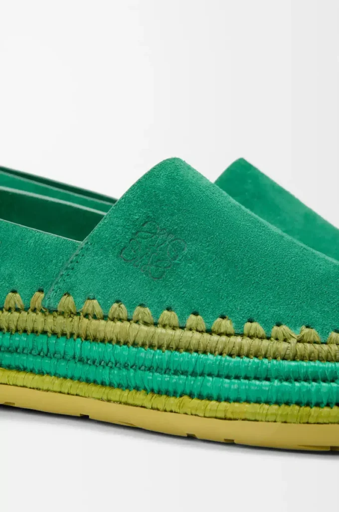 Zapatillas Rio de ante y rafia Verde