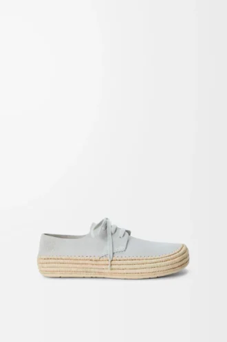 Zapatos con cordones Rio de ante y rafia Gris claro