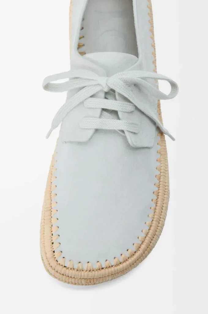 Zapatos con cordones Rio de ante y rafia Gris claro