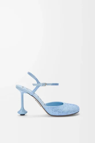 Zapatos de salón con correa al tobillo Toy en ante azul bebé adornado con pedrería