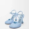 Zapatos de salón con correa al tobillo Toy en ante azul bebé adornado con pedrería