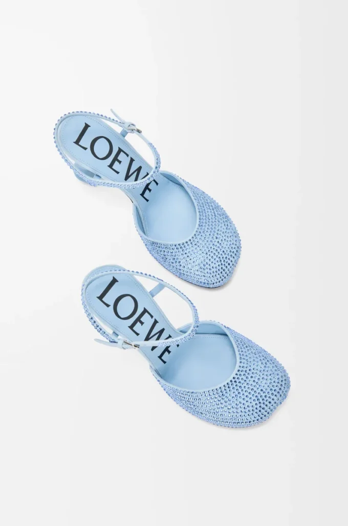 Zapatos de salón con correa al tobillo Toy en ante azul bebé adornado con pedrería