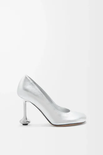Zapatos de salón Toy en piel de cordero laminada Plata