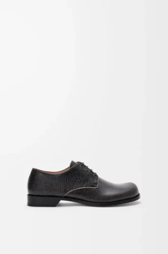 Zapatos derby Campo en piel de becerro craquelada Negro/Crema