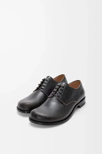 Zapatos derby Campo en piel de becerro craquelada Negro/Crema